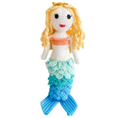 Amara's Enchanted Forest AEF shopAEF Amaras BEBEMOSS Organic Cotton Handmade Crochet Stuffed Disney The Little Mermaid Ariel Inspired Doll For All Ages Babies Baby Infant Toddler Kids Toy Made In Turkey Gives Back Blond