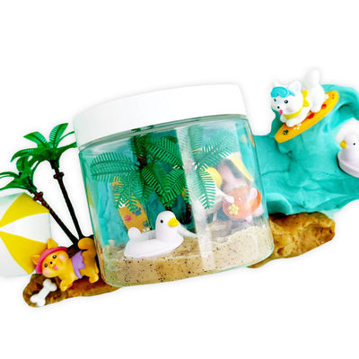 Amara's Enchanted Forest AEF shopaef Amara's Earth Grown KidDoughs Kid-Doughs EGKD Blue Hawaiian Puppy Beach Party Playdough Play Kit for Kids 3+ Sensory Toys Wellness To Go Grab And Go Travel Kit