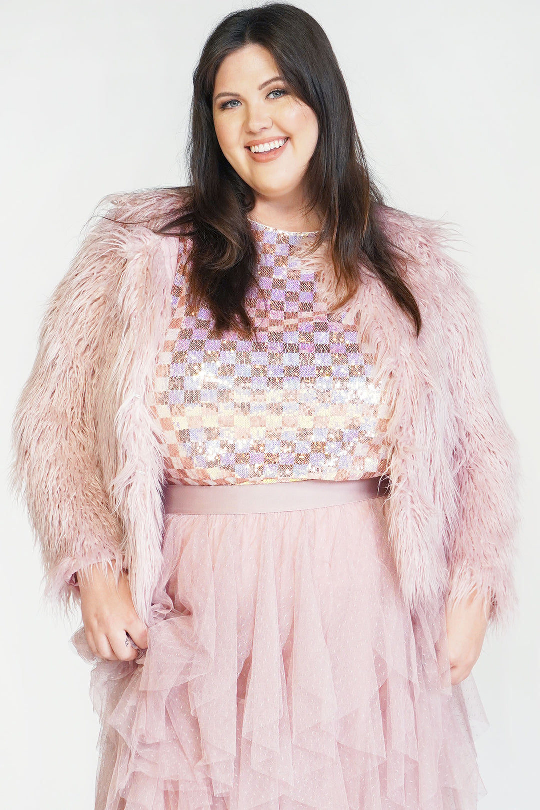 Plus Size Blush Pink Faux Fur Coat Amara s Enchanted Forest