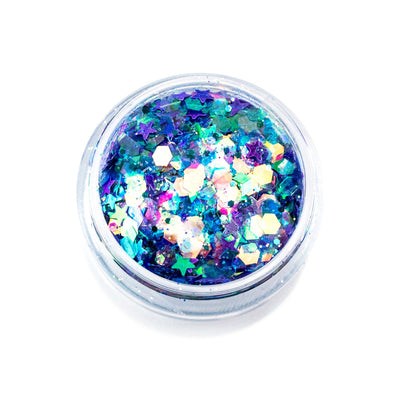 Amara's Enchanted Forest AEF shopaef Lunautics Mermaid Theme Sirena Blue Iridescent Chunky Glitter for Hair Body Face Nails Skin Non-Toxic Vegan Cruelty-Free Gluten-Free Paraben-Free Nonirritating Made in LA USA Los Angeles Ethical Ethically Made Small Business